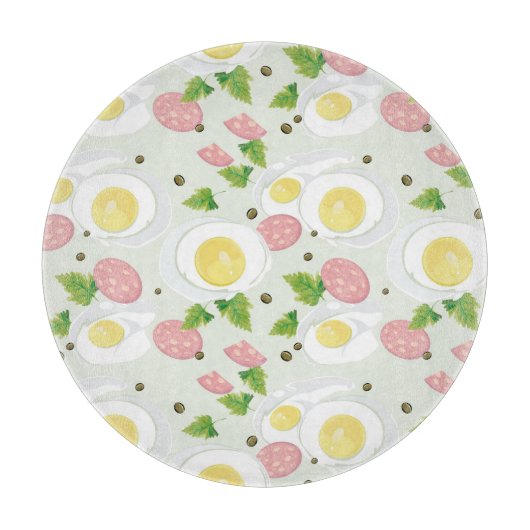 Ei-und Wurst-Muster Schneidebrett (Vorderseite)