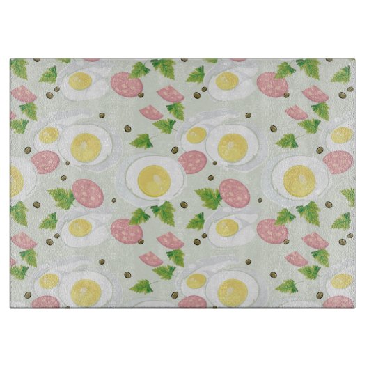 Ei-und Wurst-Muster Schneidebrett (Vorderseite)