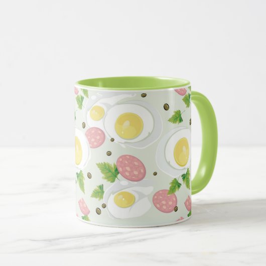 Ei-und Wurst-Muster Tasse (VorderseiteRechts)