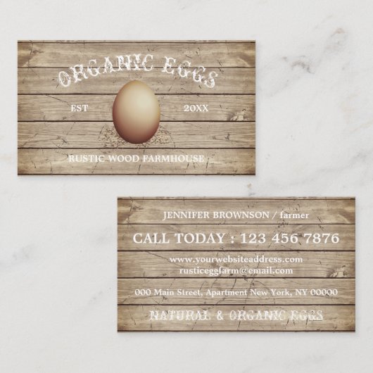 Ei Vintag Rustikaler Bauernretro Holz Visitenkarte (Vorne/Hinten)