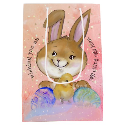 Ei zitierend Ei Jagd Kinder rosa Mittlere Geschenktüte (Rückseite)