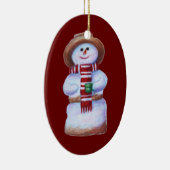 Eibisch-Schneemann-frohe Weihnachten Keramikornament (Rechts)