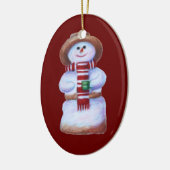 Eibisch-Schneemann-frohe Weihnachten Keramikornament (Links)