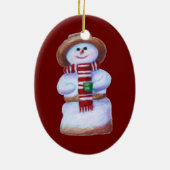 Eibisch-Schneemann-frohe Weihnachten Keramikornament (Hinten)