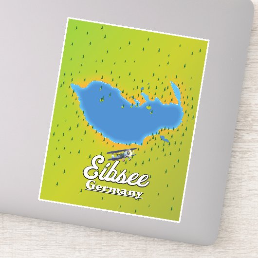Eibsee Deutschland Reiseplakat. Aufkleber (Detail)