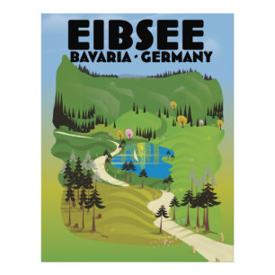 Eibsee Deutschland Reiseplakat. Fotodruck