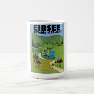 Eibsee Deutschland Reiseplakat. Kaffeetasse