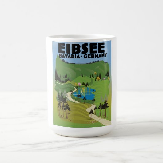 Eibsee Deutschland Reiseplakat. Kaffeetasse (Mittel)