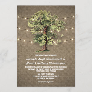 Eiche Antik Baum Rustikale Lichter Hochzeits Einla Einladung
