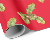 Eiche-Blätter auf Rot Geschenkpapier (Rolleneckpunkt)