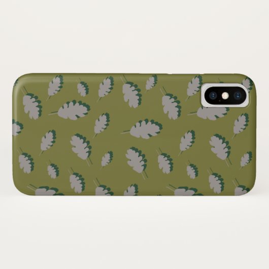 Eiche Blätter Muster Guacomole grau Case-Mate iPhone Hülle (Rückseite (Horizontal))