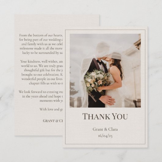 Eiche & Elfenbein Dankeschön Karte (Vorne/Hinten)