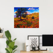 Eiche in den Mohnfeldern Poster (Heimbüro)