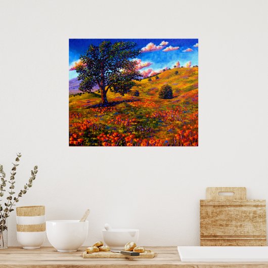Eiche in den Mohnfeldern Poster (Küche)