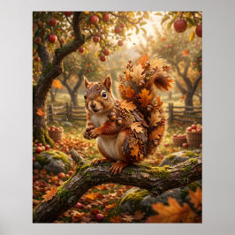 Eichel Eichhörnchen Herbsthain Poster