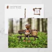 Eichel-Elf, der im Wald ruht - Geburtstagskarte Postkarte (Vorne/Hinten)