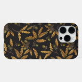 Eicheln und Eichenblätter auf Schwarz iPhone Hülle (Rückseite (Horizontal))