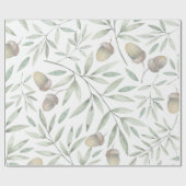 Eicheln und Grüntöne botanisch Geschenkpapier (Flach)