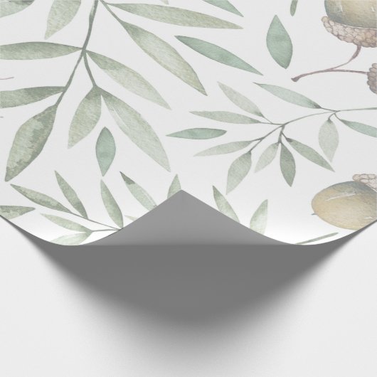Eicheln und Grüntöne botanisch Geschenkpapier (Ecke)