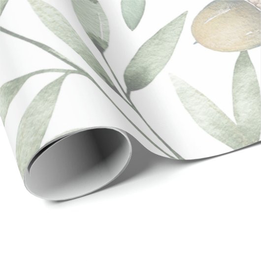 Eicheln und Grüntöne botanisch Geschenkpapier (Rolleneckpunkt)