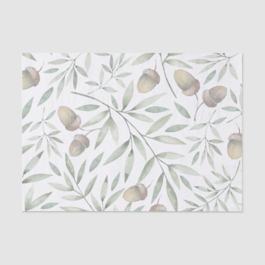 Eicheln und Grüntöne botanisch Seidenpapier (Vorderseite)