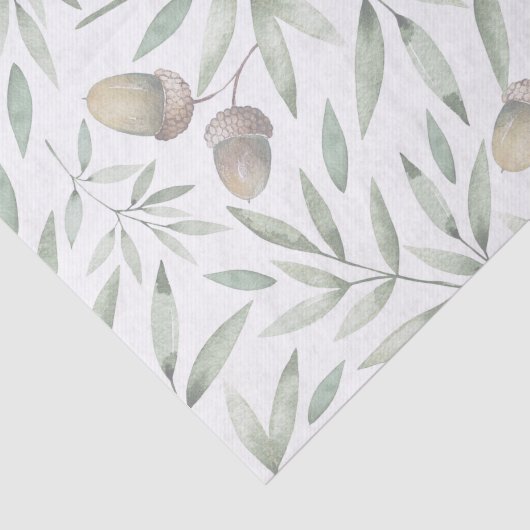 Eicheln und Grüntöne botanisch Seidenpapier (Ausschnitt)