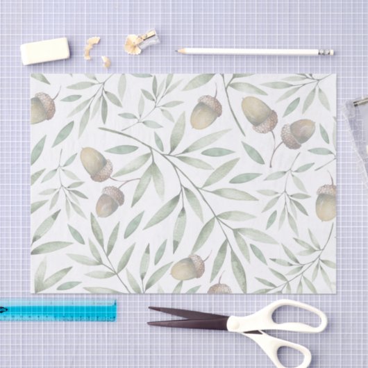 Eicheln und Grüntöne botanisch Seidenpapier (Handwerk)