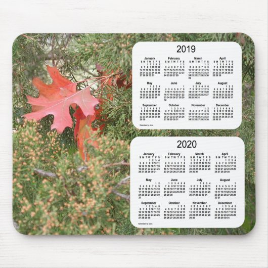 Eichen-Blatt-2-jähriger Kalender 2019-2020 durch Mousepad (Vorne)