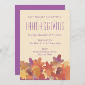 Eichen-Blätter & Acorn-Erntedank in Lila & orange Ankündigung (Vorne/Hinten)