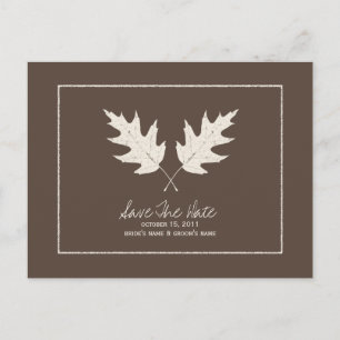 Eichen-Blätter Hochzeit im Herbsts-Browns Save the Ankündigungspostkarte
