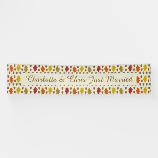 Eichen Blätter und Acorns Herbsthochzeit maßgeschn Banner (Horizontal)
