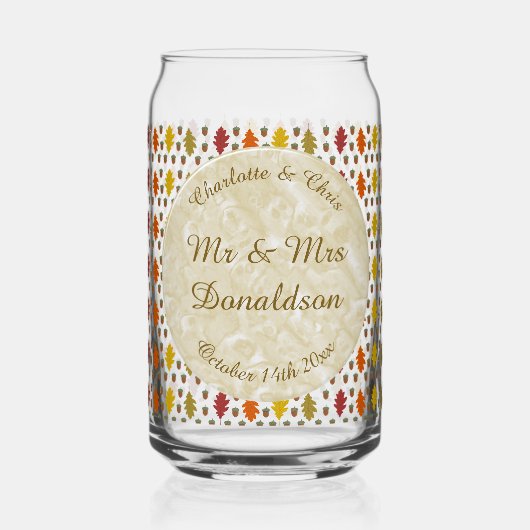 Eichen Blätter und Acorns Herbsthochzeit maßgeschn Dosenglas (Rückseite)