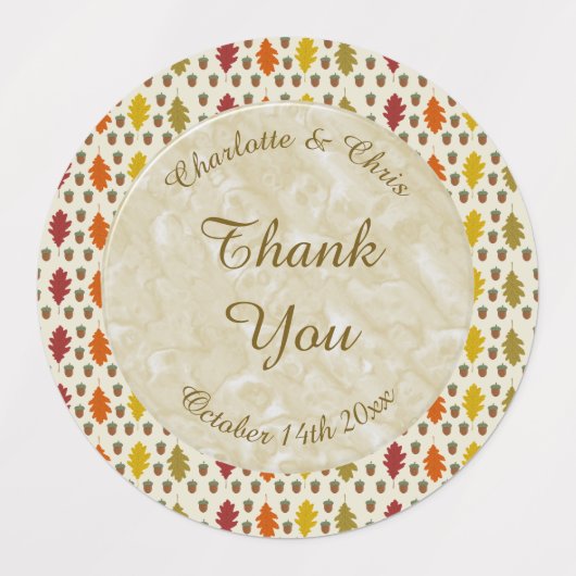 Eichen Blätter und Acorns Herbsthochzeit maßgeschn Etiketten (Design 1)