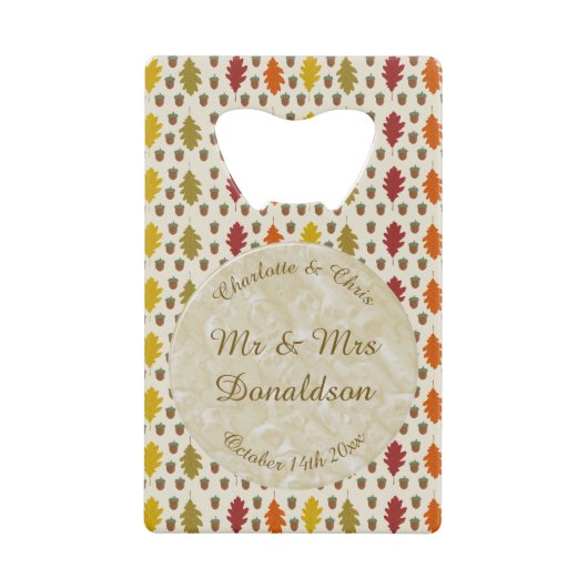 Eichen Blätter und Acorns Herbsthochzeit maßgeschn Geldbeutel Flaschenöffner (Vorderseite)