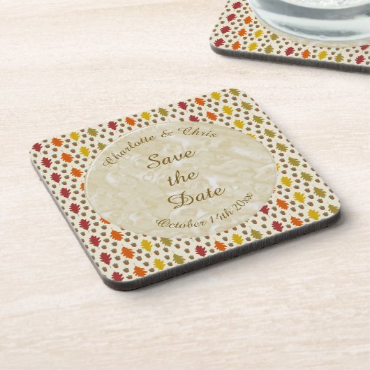 Eichen Blätter und Acorns Herbsthochzeit maßgeschn Getränkeuntersetzer (Linke Seite)