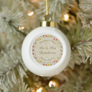 Eichen Blätter und Acorns Herbsthochzeit maßgeschn Keramik Kugel-Ornament