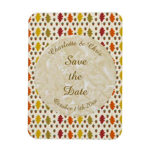 Eichen Blätter und Acorns Herbsthochzeit maßgeschn Magnet (Vertikal)