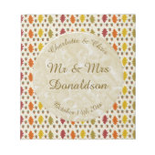 Eichen Blätter und Acorns Herbsthochzeit maßgeschn Notizblock (Vorderseite)