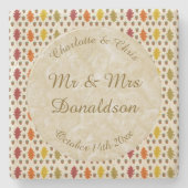 Eichen Blätter und Acorns Herbsthochzeit maßgeschn Steinuntersetzer (Vorderseite)