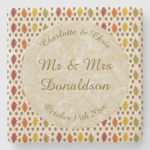 Eichen Blätter und Acorns Herbsthochzeit maßgeschn Steinuntersetzer