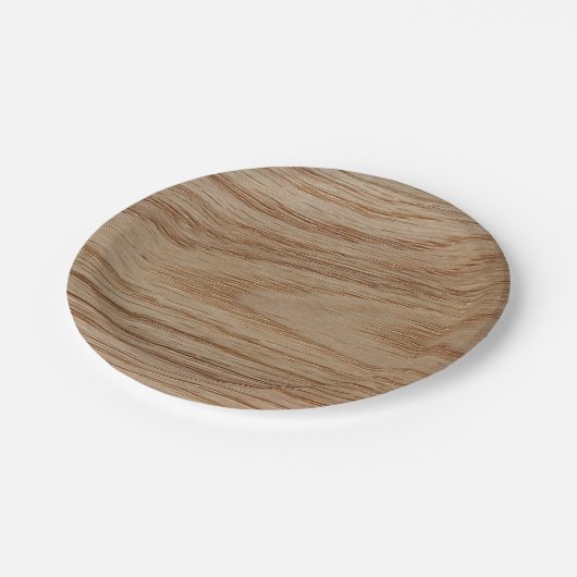 Eichen-Holz-Korn-Blick Pappteller (Schrägansicht)