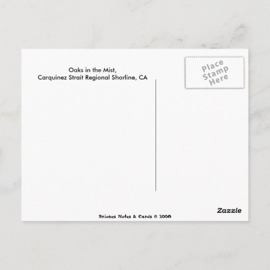 Eichen im Nebel Postkarte (Rückseite)