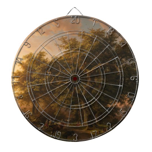 Eichen in einer Waldlandschaft (Waldszene) Dartscheibe (vorne)