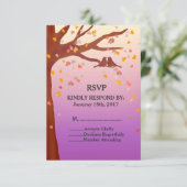 Eichen lieben Vogelherzen Hochzeit RSVP Liebe1 Karte (Stehend Vorderseite)