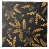 Eichen und Blätter auf schwarz Fliese (Vorderseite)