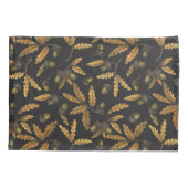 Eichen und Blätter auf schwarz Kissenbezug (Rückseite-Links)