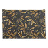 Eichen und Blätter auf schwarz Kissenbezug (Rückseite-Rechts)