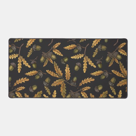 Eichen und Blätter auf schwarz Schreibtischunterlage (Vorderseite)