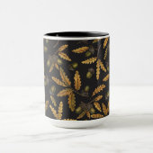 Eichen und Blätter auf schwarz Tasse (Zentrum)