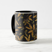 Eichen und Blätter auf schwarz Tasse (Vorderseite Links)